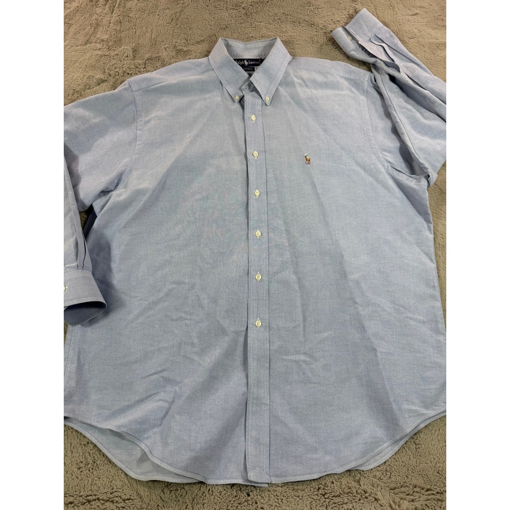 Ralph Lauren Yarmouth Oxford‎ Button Down Shirt Men's 17 34 Light Blue Cotton - Picture 8 of 8